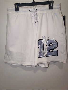 🕊️💠🕊️ Cooper Rivet White Shorts with Rhinestones '12' Dove Graphic
